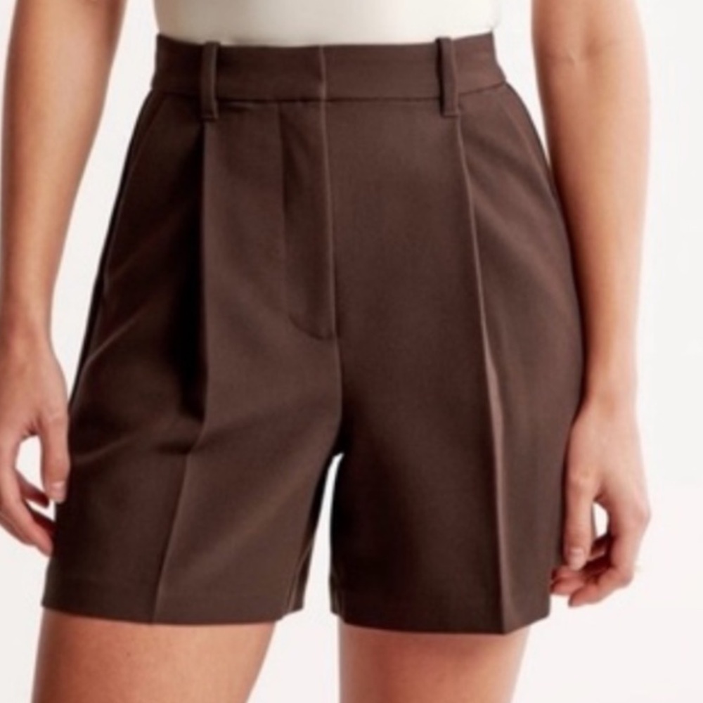 Abercrombie & Fitch high waisted brown tailored paper bag shorts
